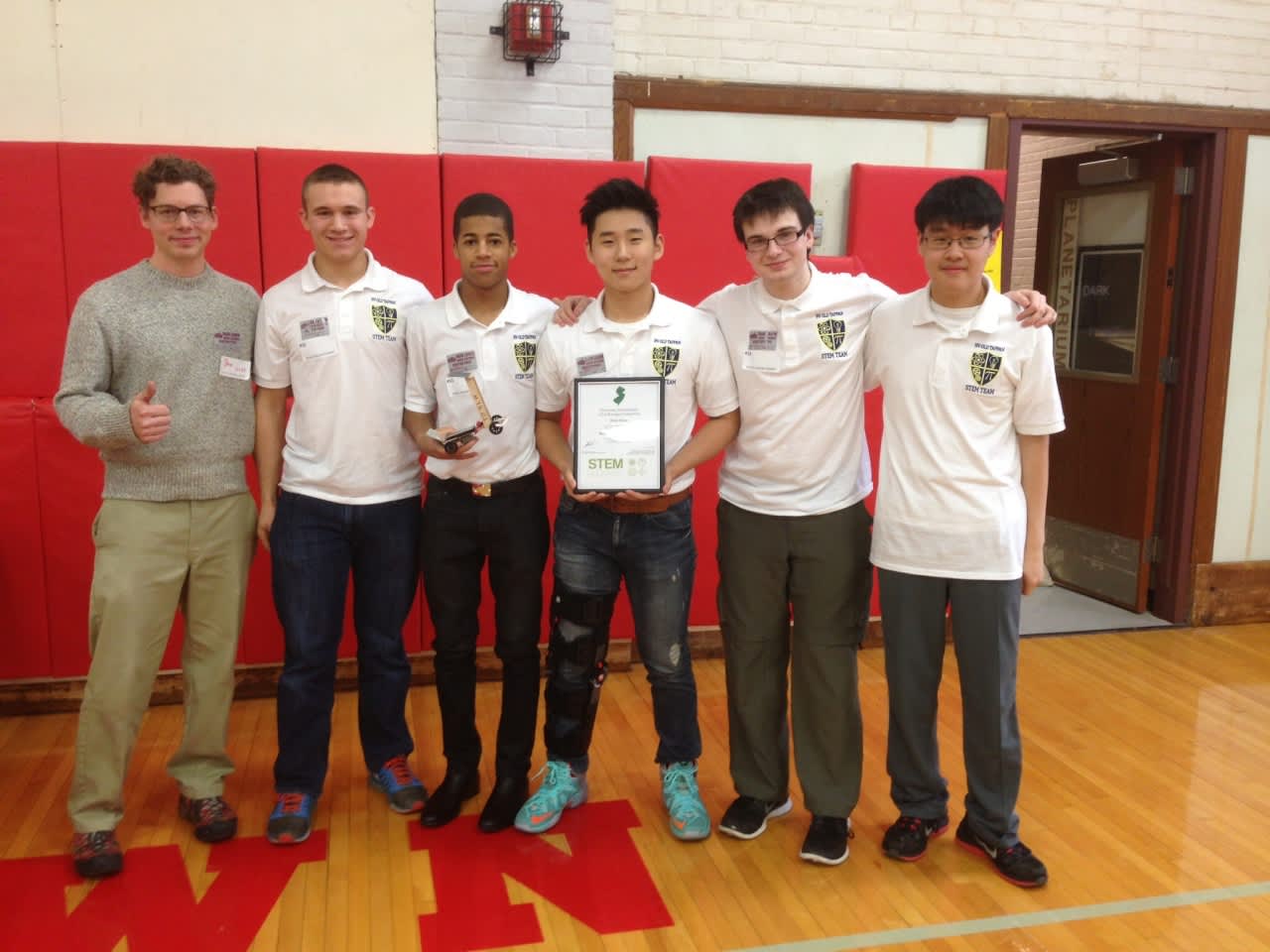 Pictured left to right: Mr. Maietta, Brandon Policastro, Basil Tweedy, Aiden Choi, Brent Cagen, and Steve Lee.