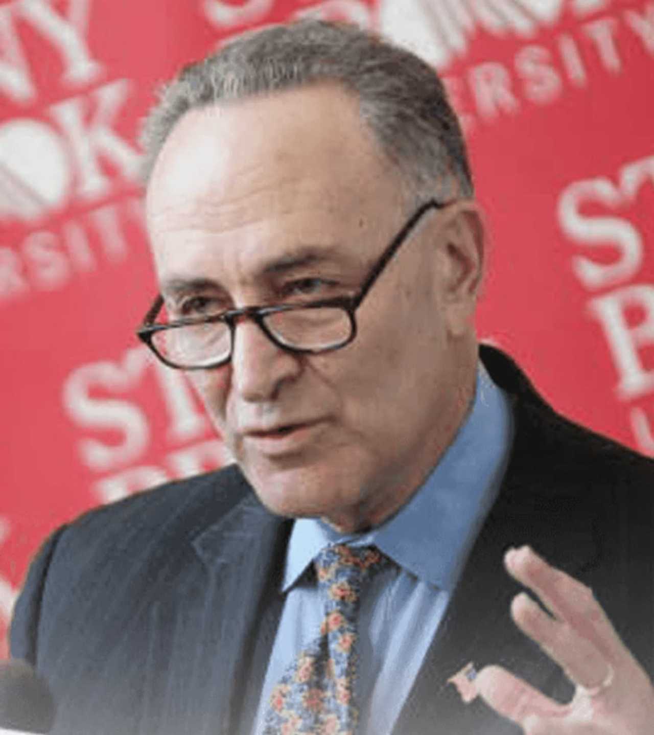 Sen. Chuck Schumer was in Larchmont to discuss problems with the post office.