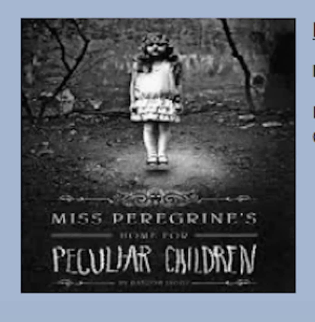 New Canaan Library's Pizza & Pages discussion group is reading "Miss Peregrine's Home for Peculiar Children" by Ransom Rigs this month.