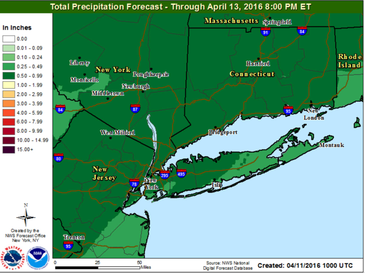 A look at rainfall projections through early Wednesday.