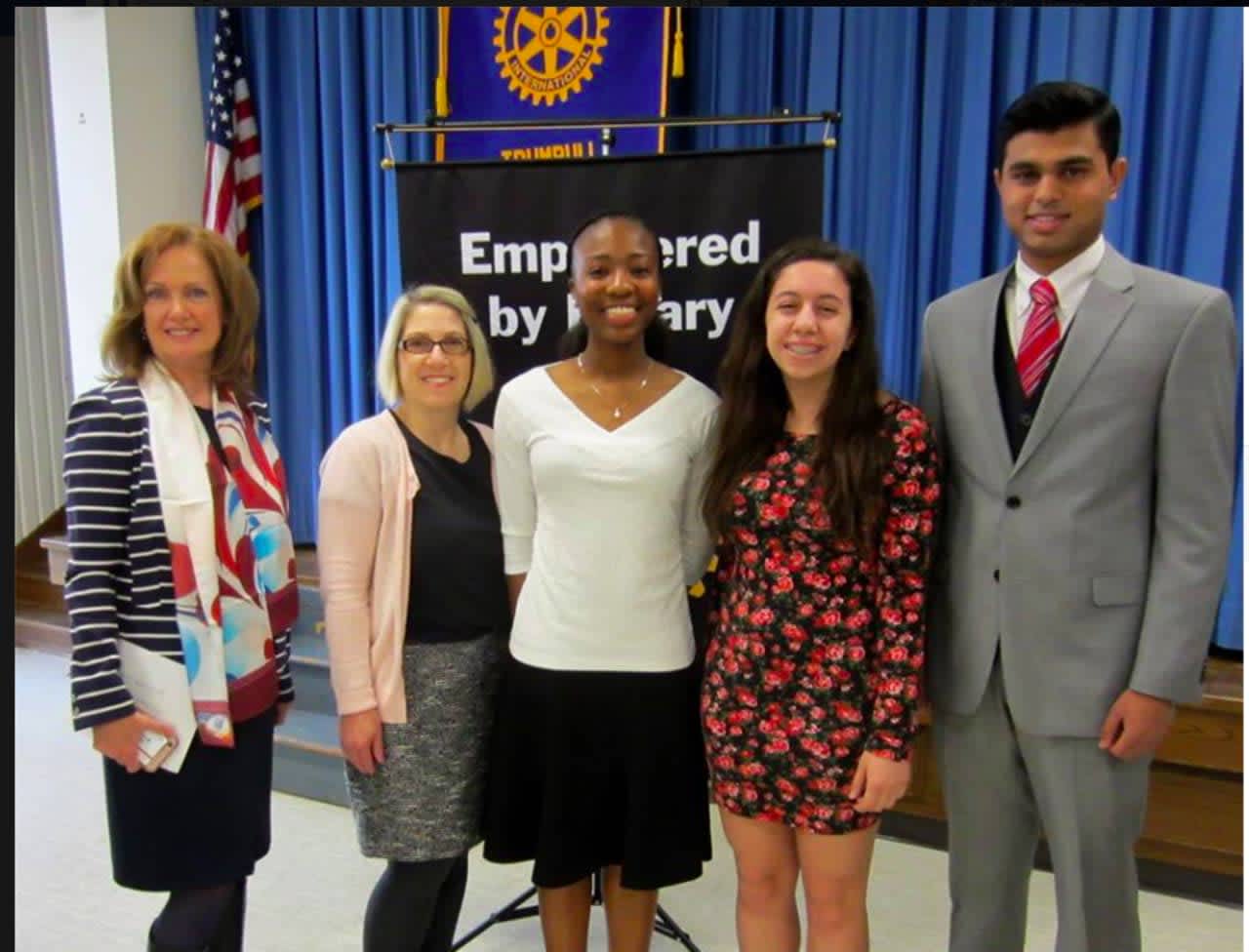 Winners of the Trumbull Rotary 4 Way Test Speech Contest are First Place, Danielle Cross; Second Place, Julia Esposito; and Third Place, Anush Sureshbabu