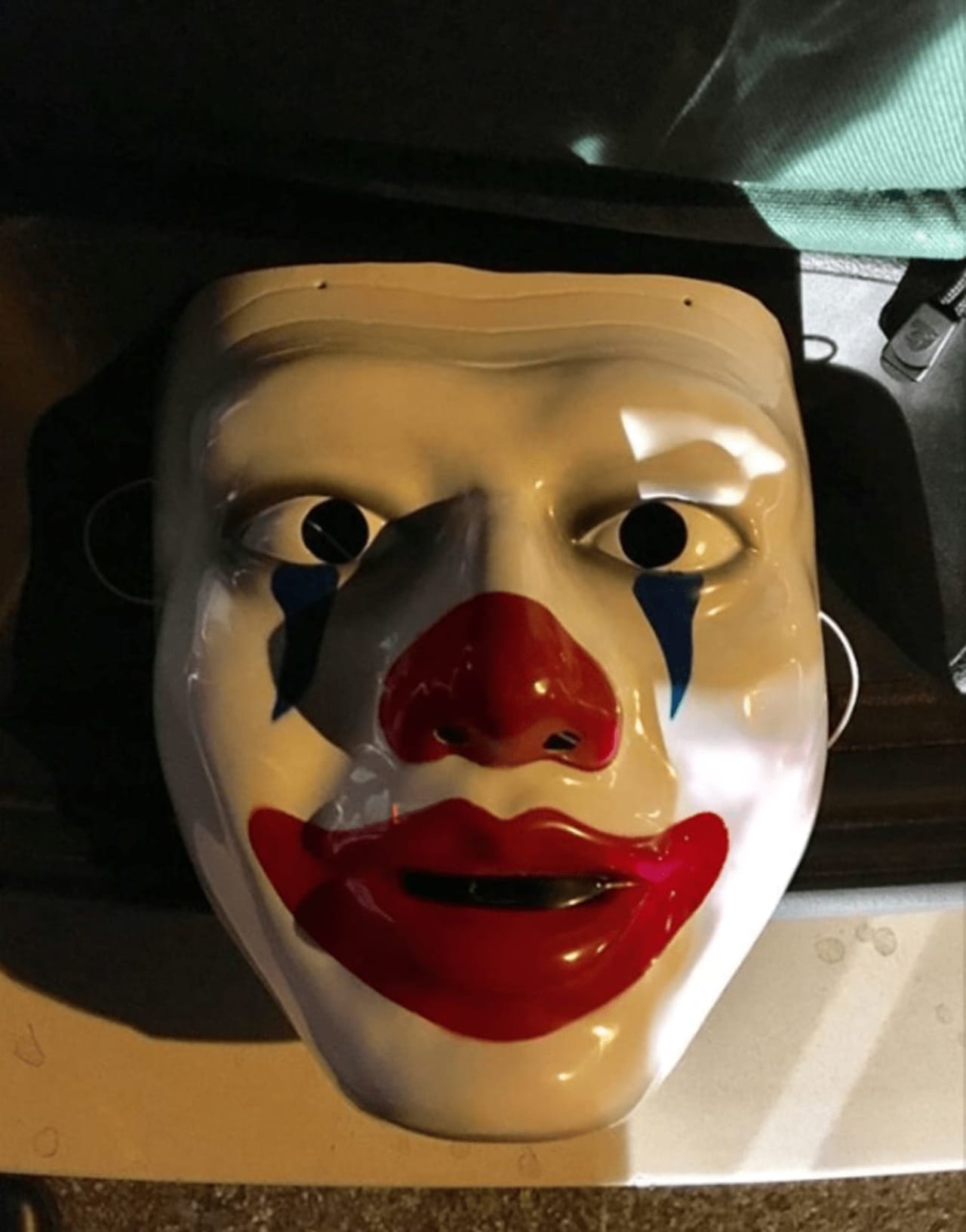 The Ossining Police Department reports it received a call Wednesday about a motorist wearing a clown mask "driving suspiciously" on Main Street.