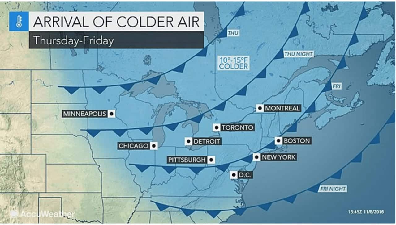 A look at the arrival of cold air in the area that will include a wind-chill factor of as low as the teens in some spots in the area.
