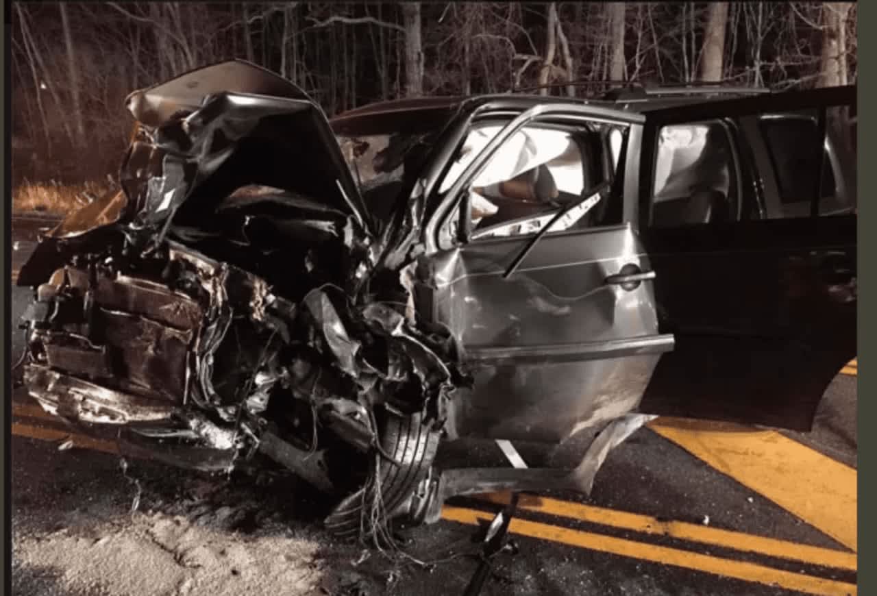 Two people were injured in a head-on crash on Route 35 in Lewisboro.