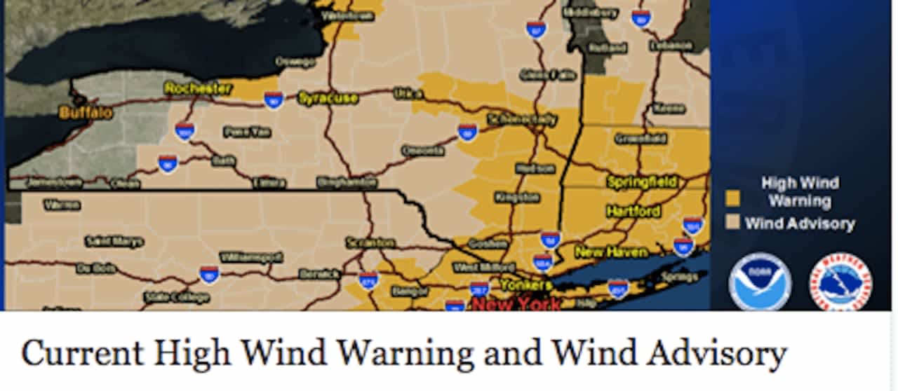 A High Wind Warning issued by the National Weather Service is in effect until 11 a.m. with gusts up to 60 miles per hour possible.
