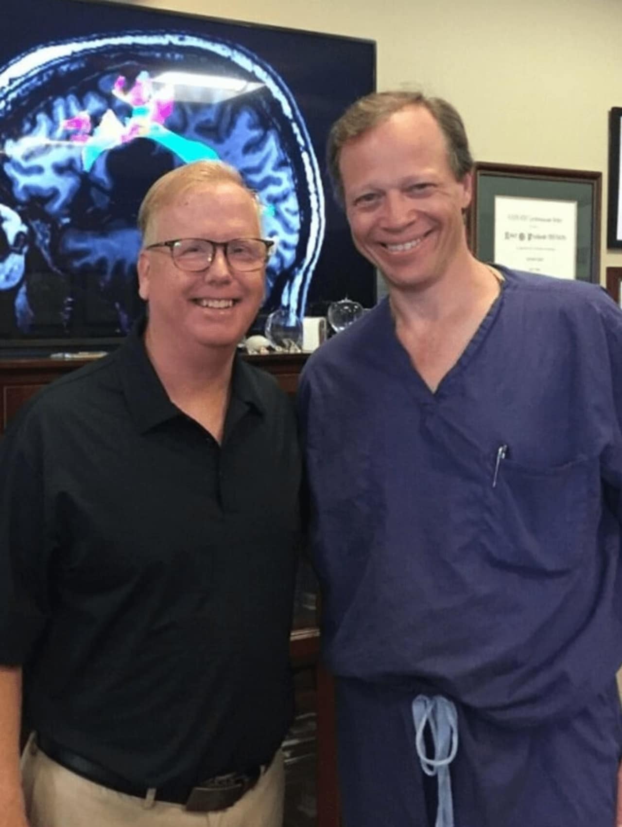 Danbury Mayor Mark Boughton with the man who performed his brain surgery, Dr. Robert Friedlander at the the University of Pittsburgh Medical Center.