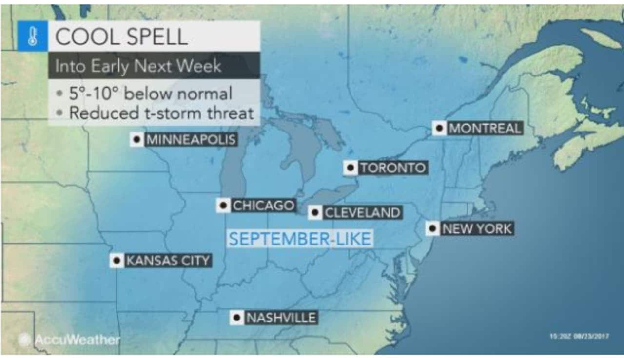 A look at the cool weather pattern the Hudson Valley and Northeast will see through month's end.