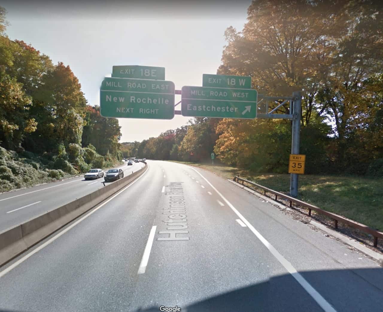 Exit 18 (Mill Road) will be closed on Wednesday and Thursday on the Hutchinson River Parkway in New Rochelle.