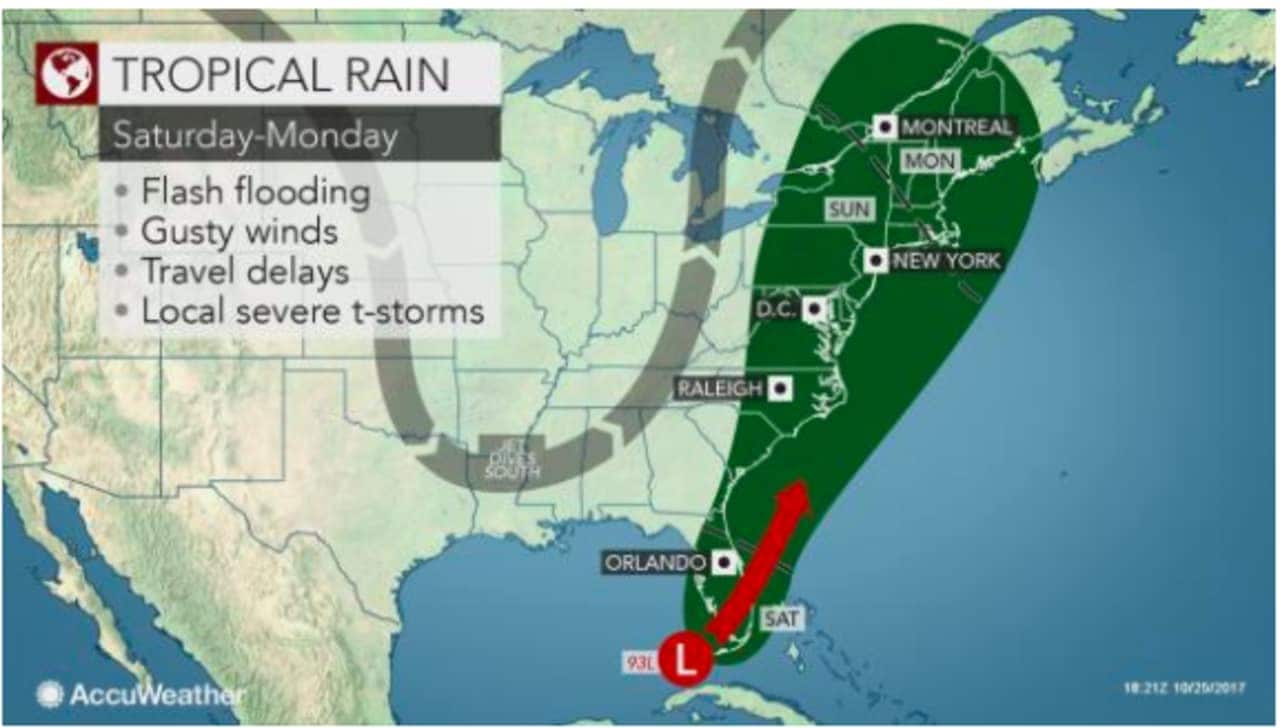 A look at the storm that is expected to bring Nor'easter-type conditions to the area Sunday and overnight into early Monday.