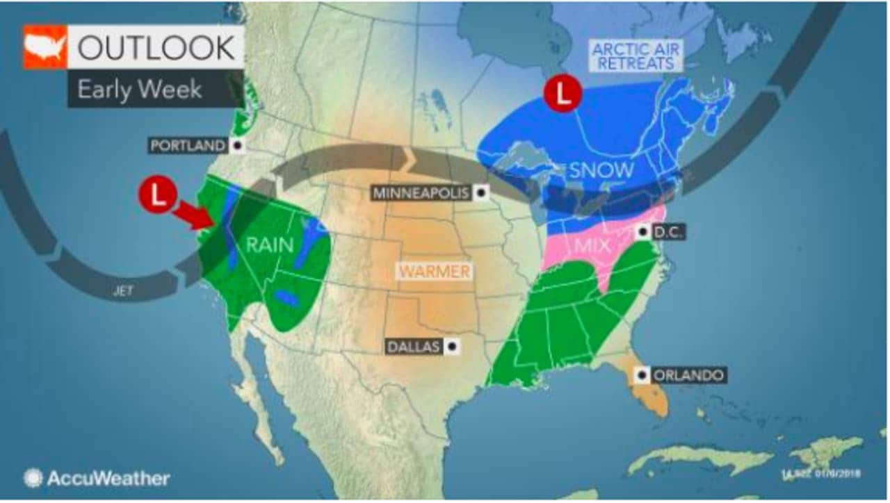A look at the weather pattern for early this week.