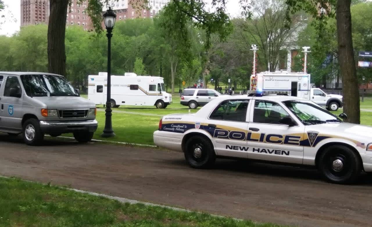 Police are on the scene of a massive overdose at New Haven Green park.
