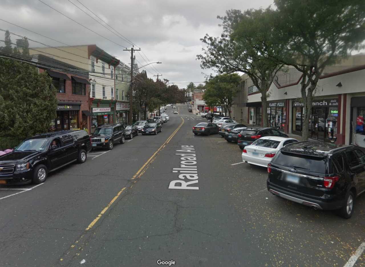 Railroad Avenue in Greenwich, where the man allegedly exposed himself and urinated on a Connecticut Transit bus.