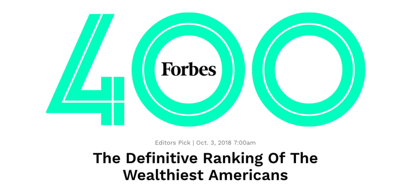 Forbes has released its annual ranking of the wealthiest Americans, which includes several New Jerseyans.