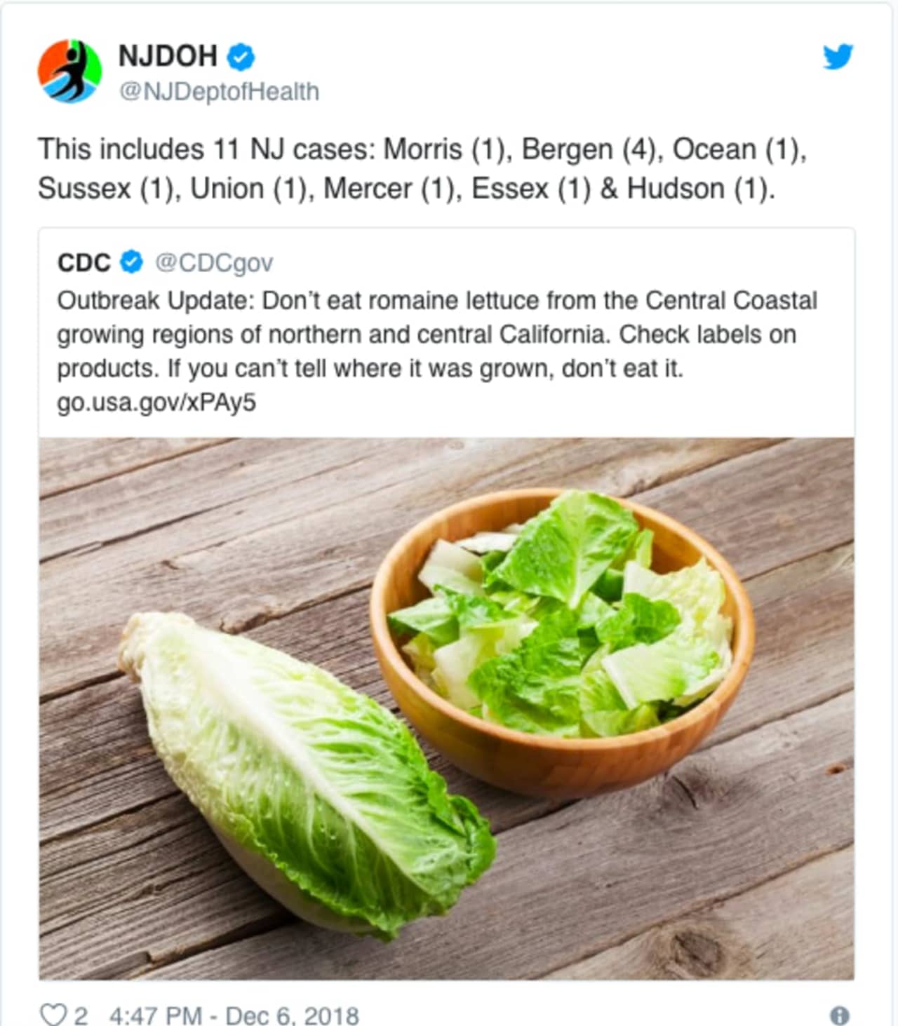 Don't eat the lettuce.