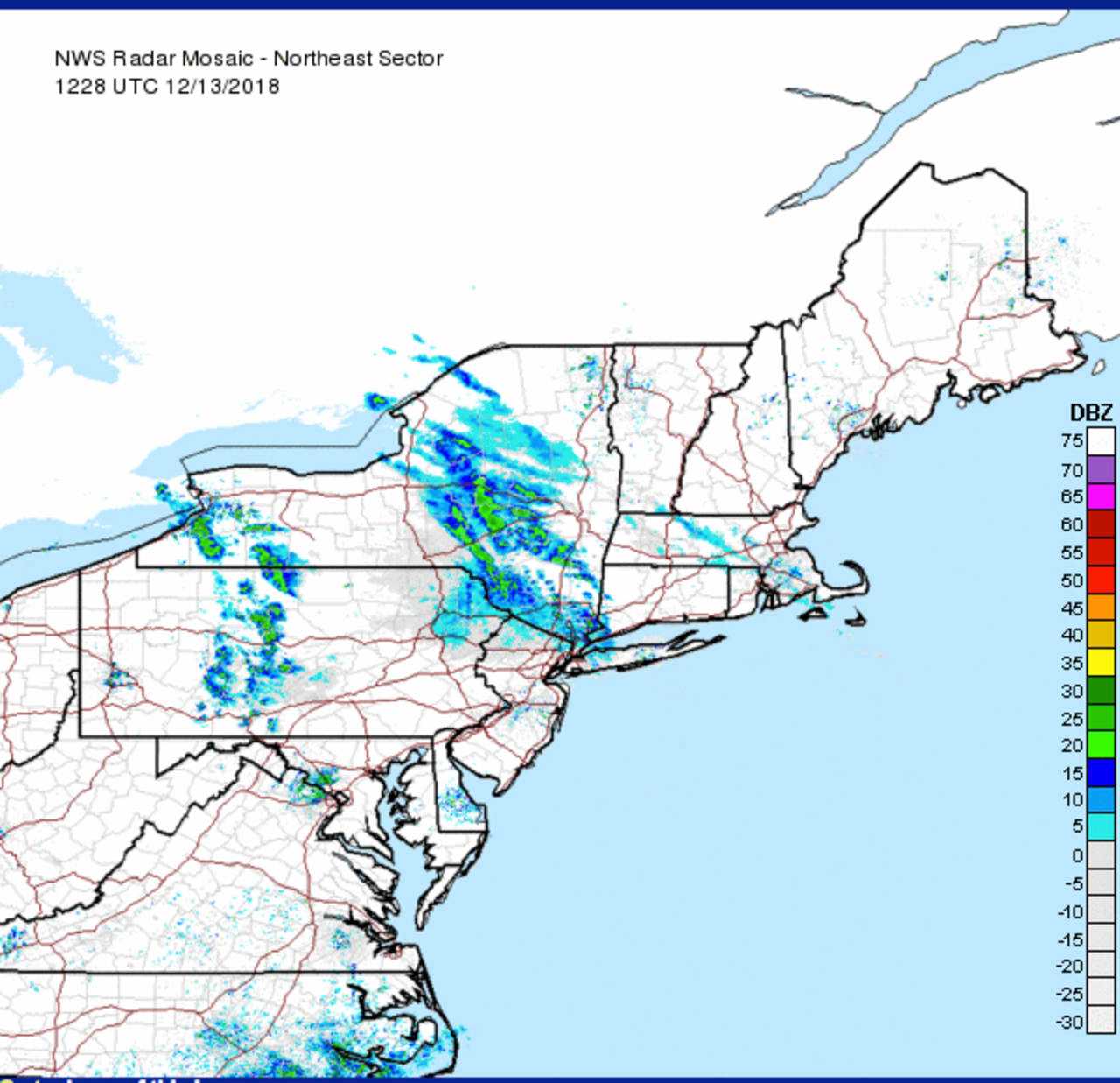 A radar image of the region early Thursday morning.
