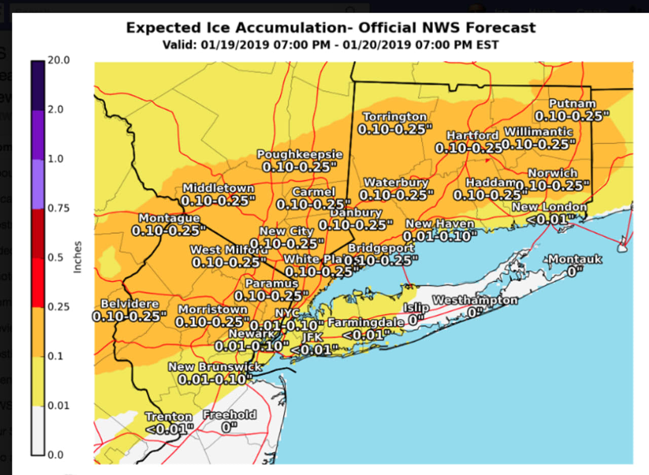A look at projected totals of ice accumulations for the weekend storm.