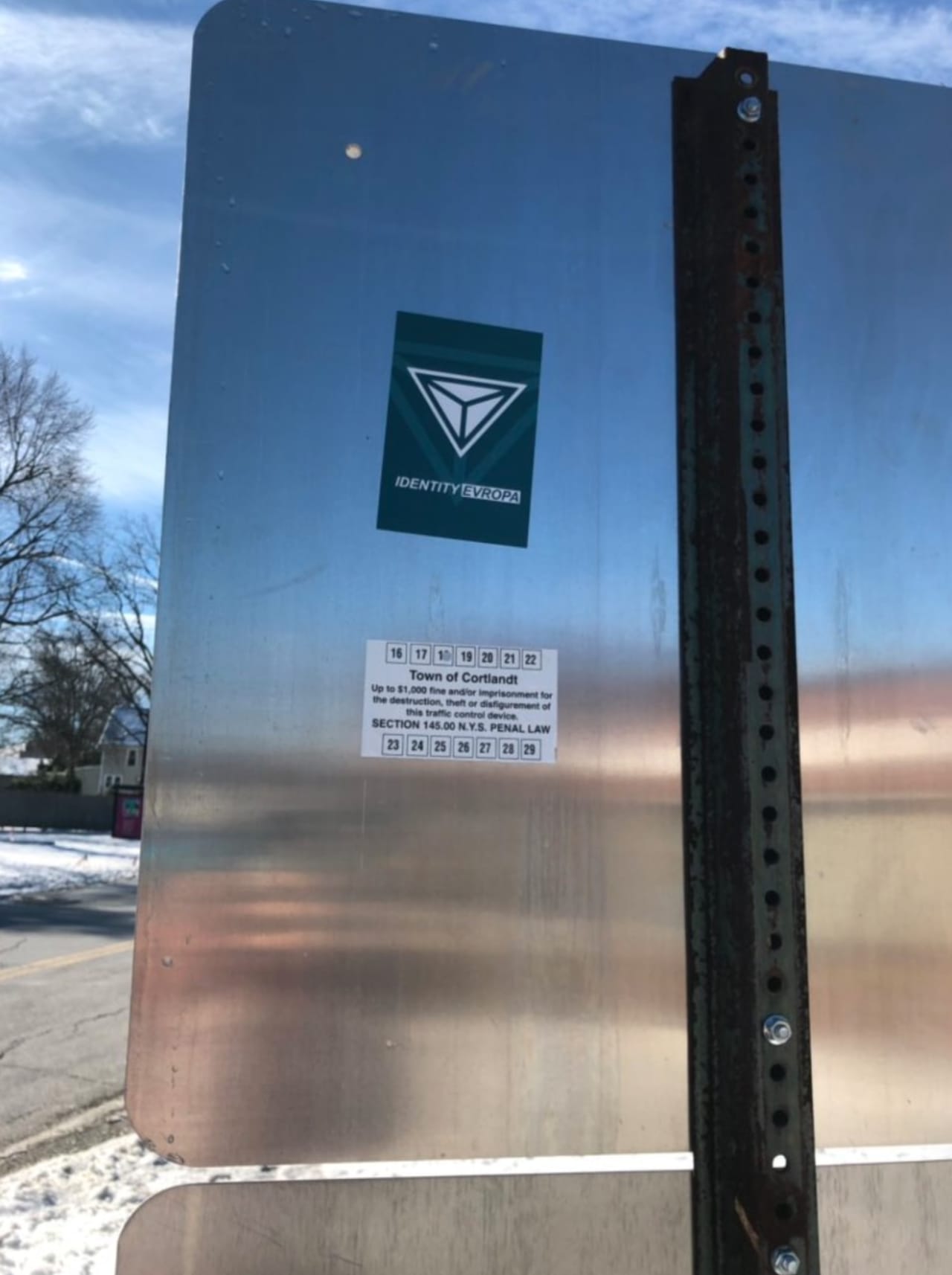 Identity Evropa stickers have been spotted in Northern Westchester.