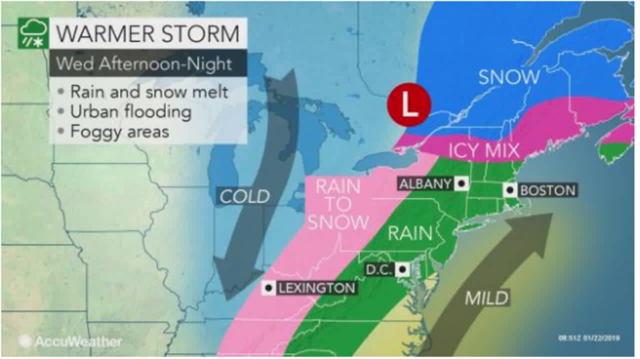 A look at the midweek storm that will sweep through the area and the entire Northeast.