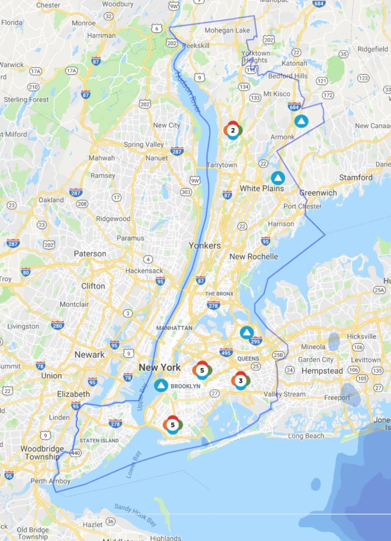 The Con Edison Outage Map as of 9:30 a.m. on Monday, April 15.