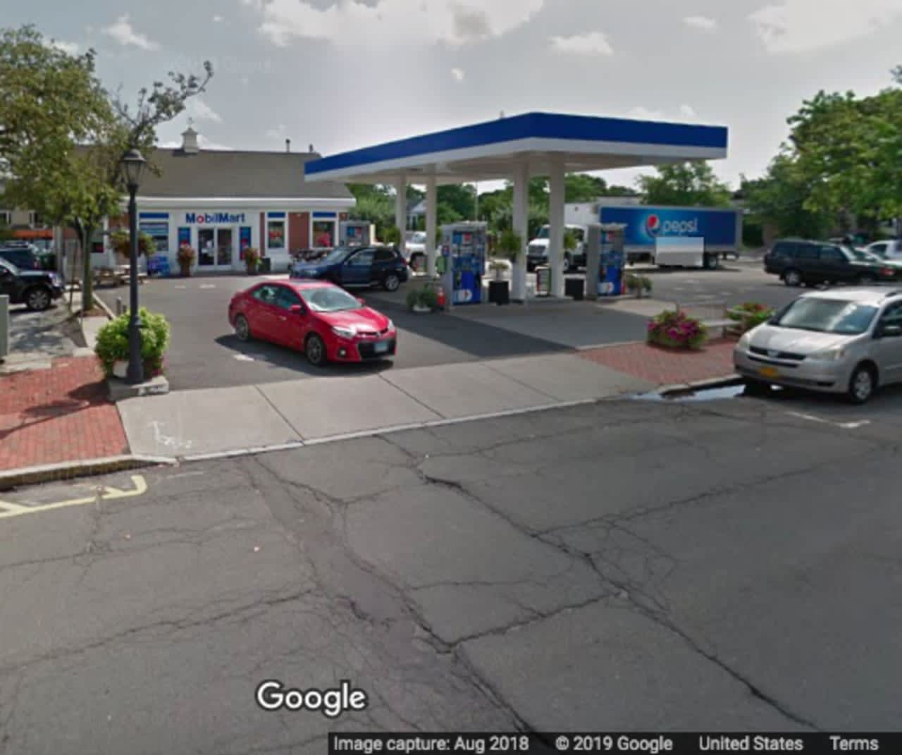The Mobil station on South Avenue in New Canaan.