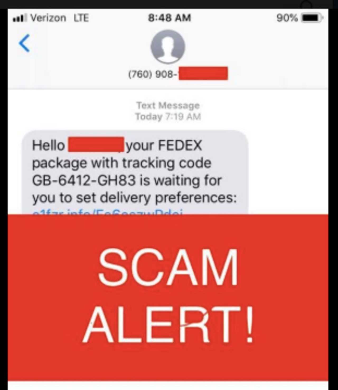 A look at the scam text message.