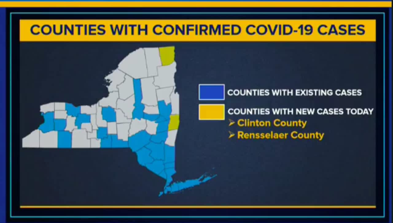 The latest update on counties with COVID-19 cases in New York.