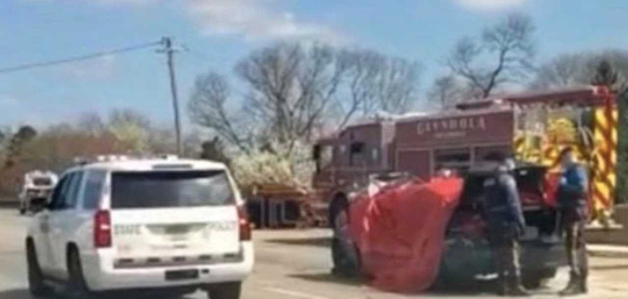 Firefighters from Wall Township and Glendola on the scene of a fatal crash on the Garden State Parkway.