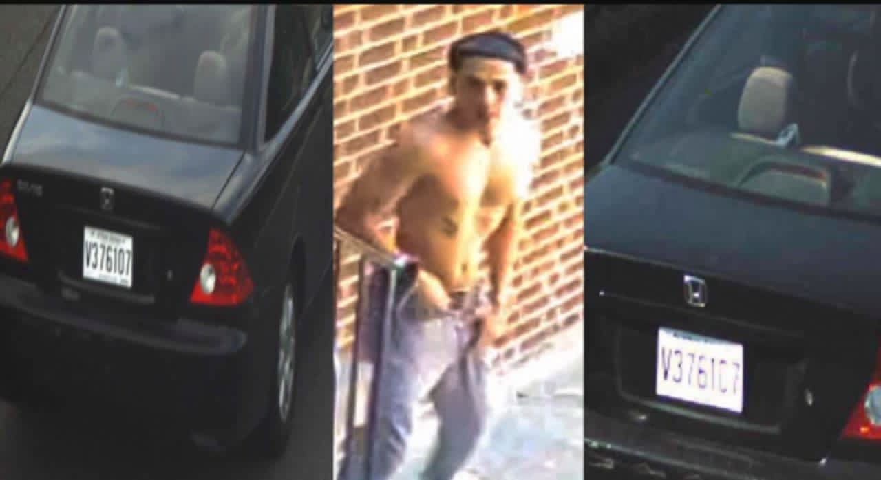 Know him or this car? The Hudson County Sheriff’s Office is seeking the public’s help identifying a man involved in a North Bergen hit-and-run that seriously injured a bicyclist in a North Bergen park.
