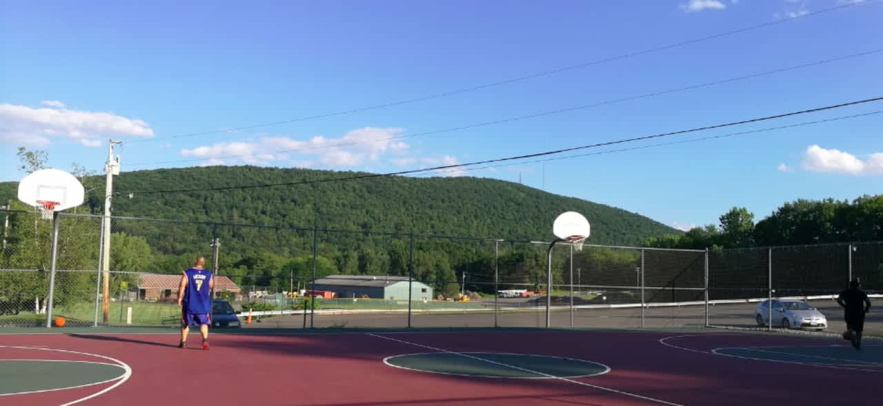 The basketball facilities at Tony Williams Town Park in Highland.