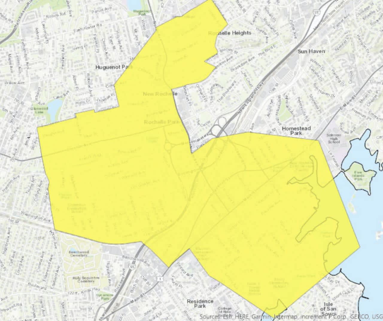The New Rochelle "yellow zone."