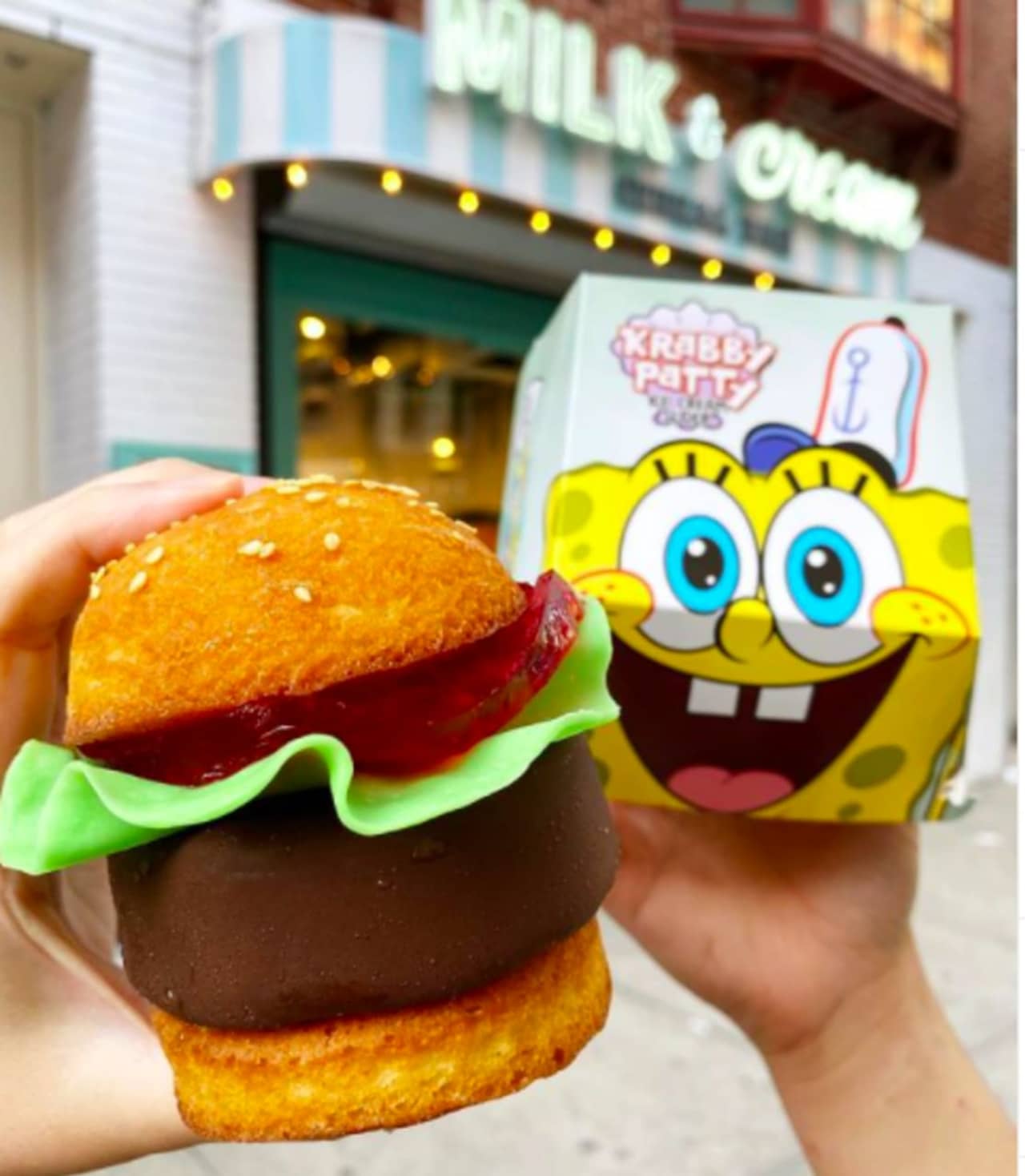 The Krabby Patty from Milk & Cream Cereal Bar comes in a special "Spongebob" box.
