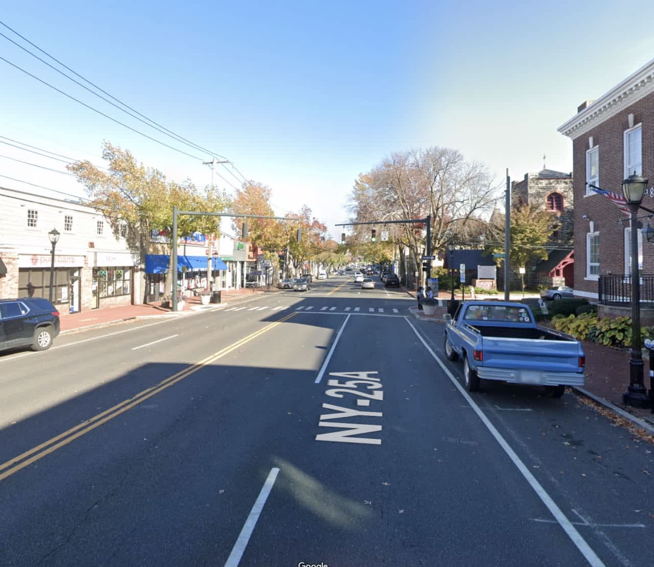 A pedestrian suffered major injuries after being struck by a car on Main Street in Huntington