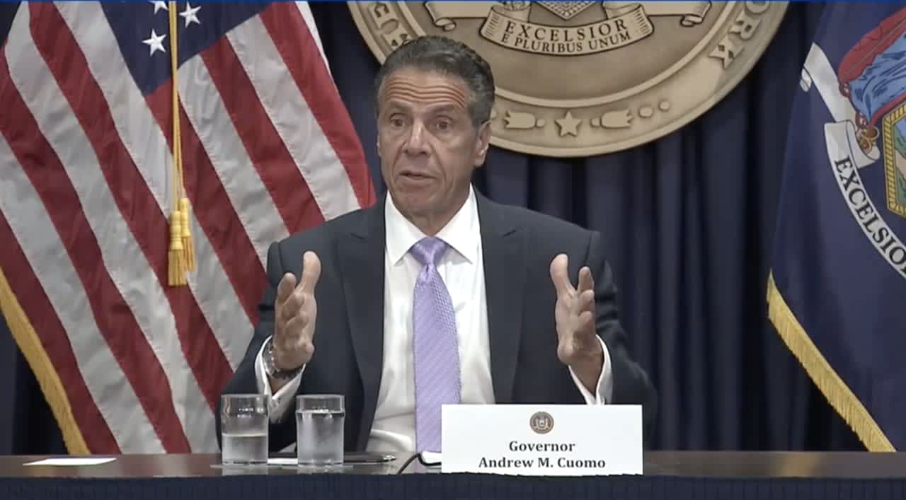 New York Gov. Andrew Cuomo at a COVID-19 briefing in New York City on Monday, June 7.