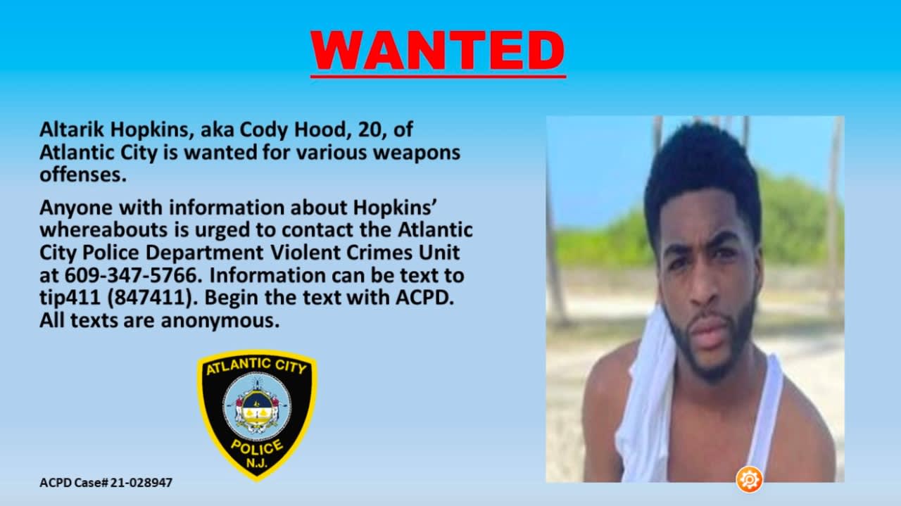 Altarik Hopkins, (aka Cody Hood) is wanted on several weapons offenses in a stolen car incident.