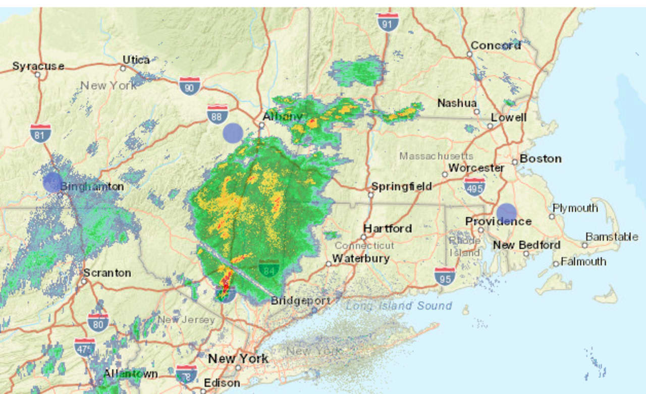 A radar image showing storm activity just before 12:45 p.m. Thursday,July 8.