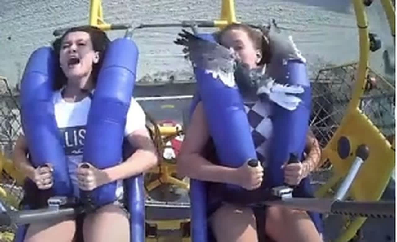 Georgia, 14, and Kiley, 13 -- who live near Weatherly, PA -- were on the SpringShot at Morey's Piers in Wildwood on July 6 when a seagull flew directly into Kiley's arms.
