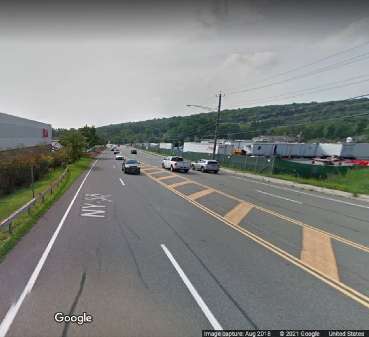 The area where the crash happened on Route 202 (Crompond Road) in Yorktown Heights.