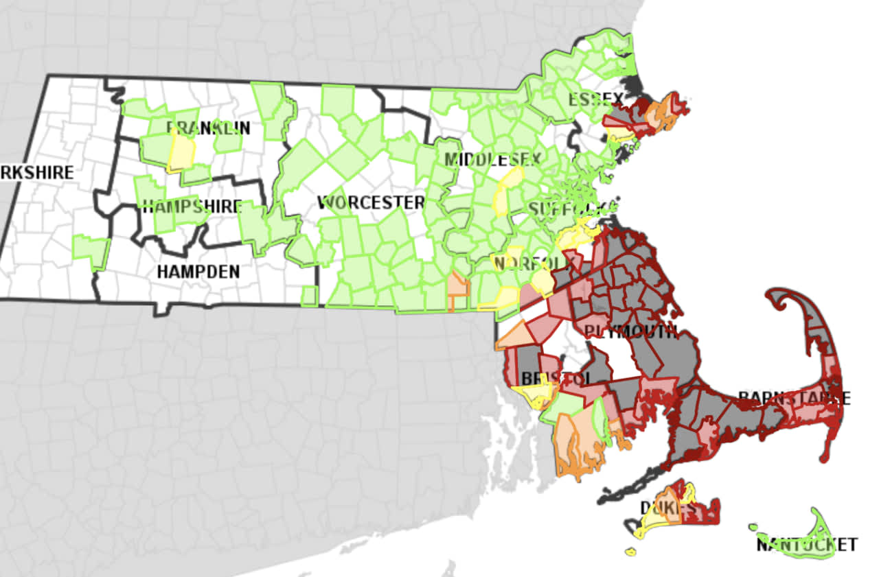The breakdown of outages in Massachusetts.