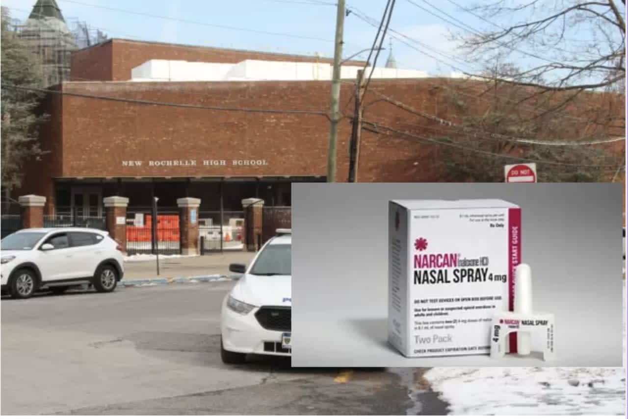 A school nurse at New Rochelle High School saved an overdosing student with Narcan.