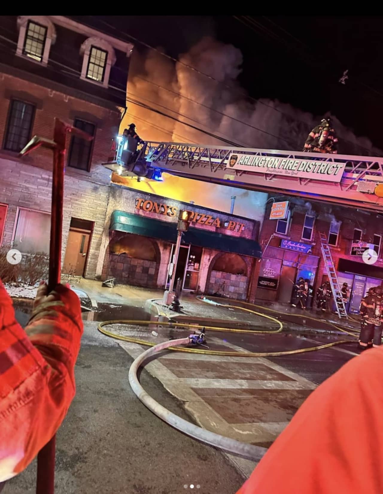 A popular Poughkeepsie pizza shop was destroyed by a three-alarm fire.