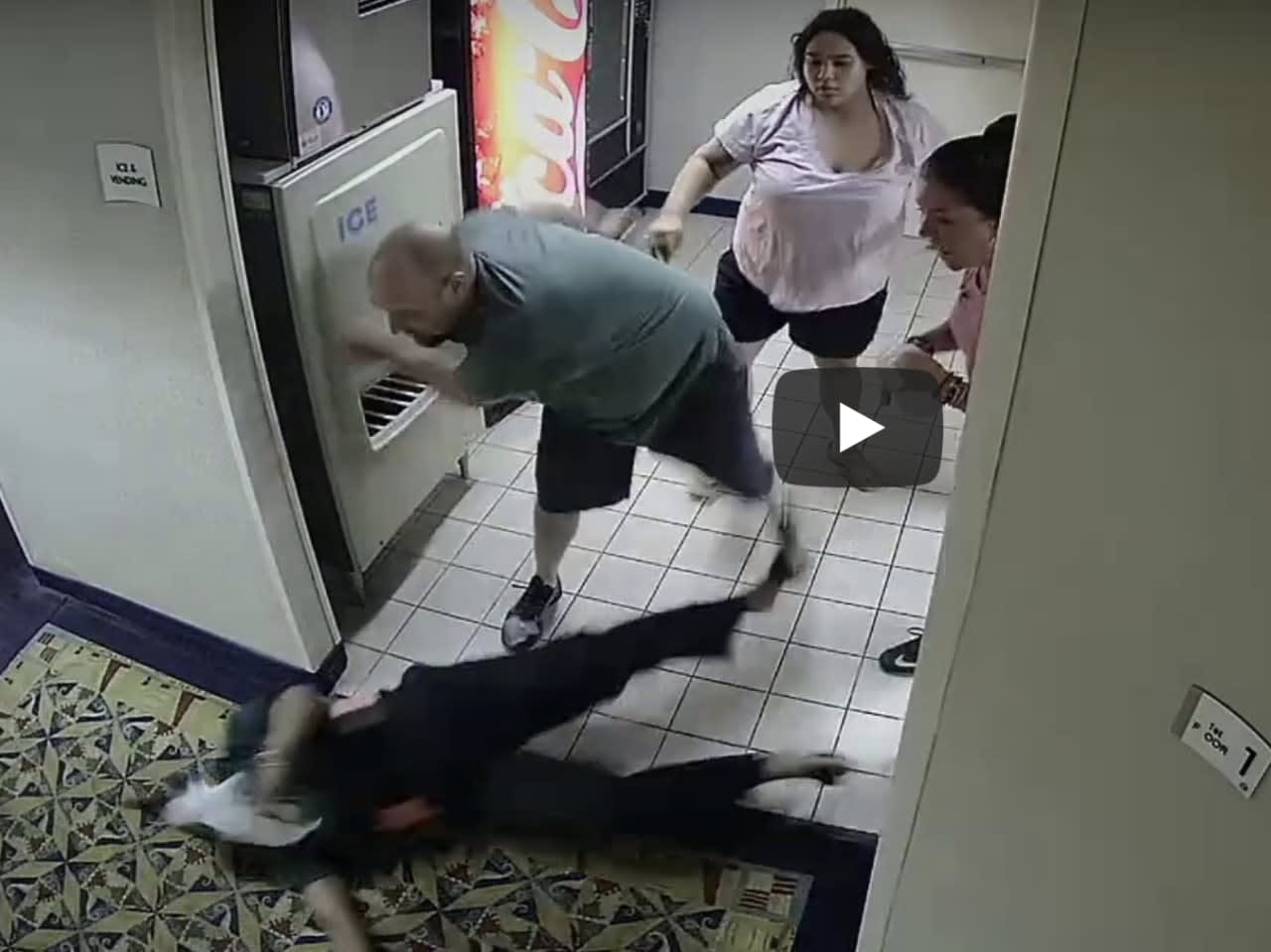 This surveillance video still shows the attack on 59-year-old Crystal Caldwell of Groton.
