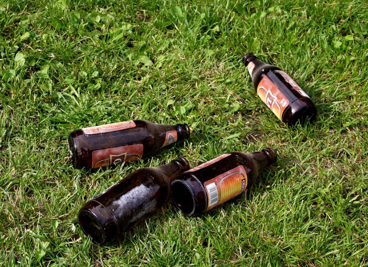 Empty beer bottles
