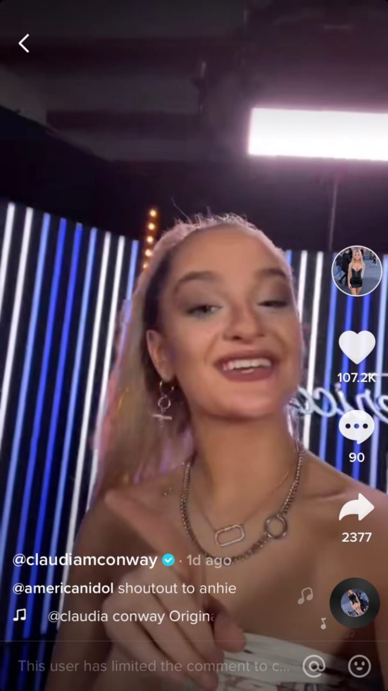 Claudia Conway teased her "American Idol" audition Sunday on TikTok.