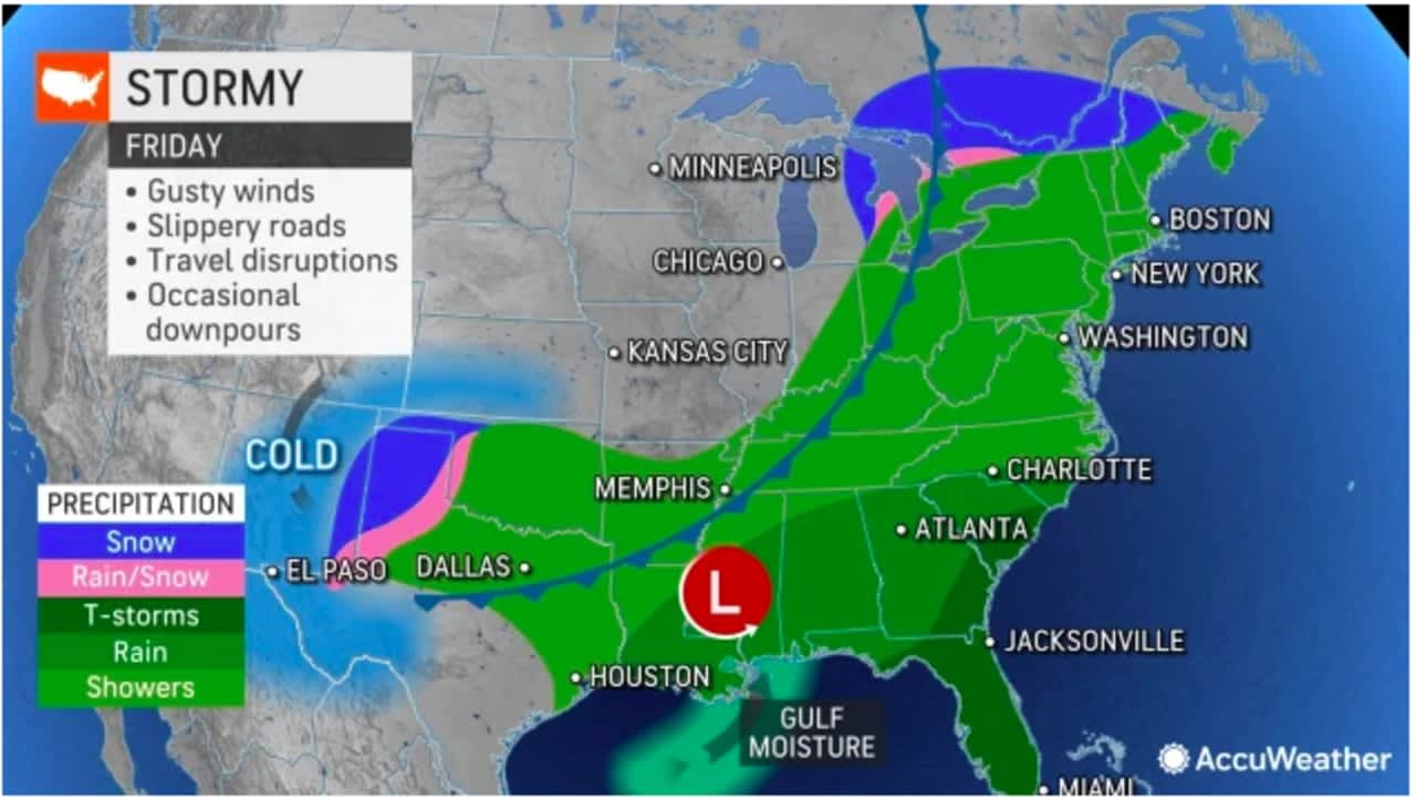 The storm system is on track to bring rain and gusty winds to the region on Black Friday, Nov. 25.