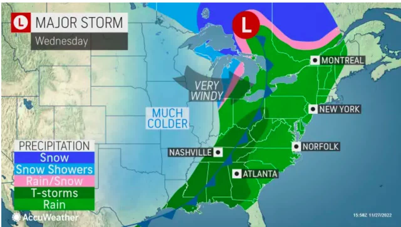 A look at the potentially major storm from the Midwest on track for Wednesday, Nov. 30.