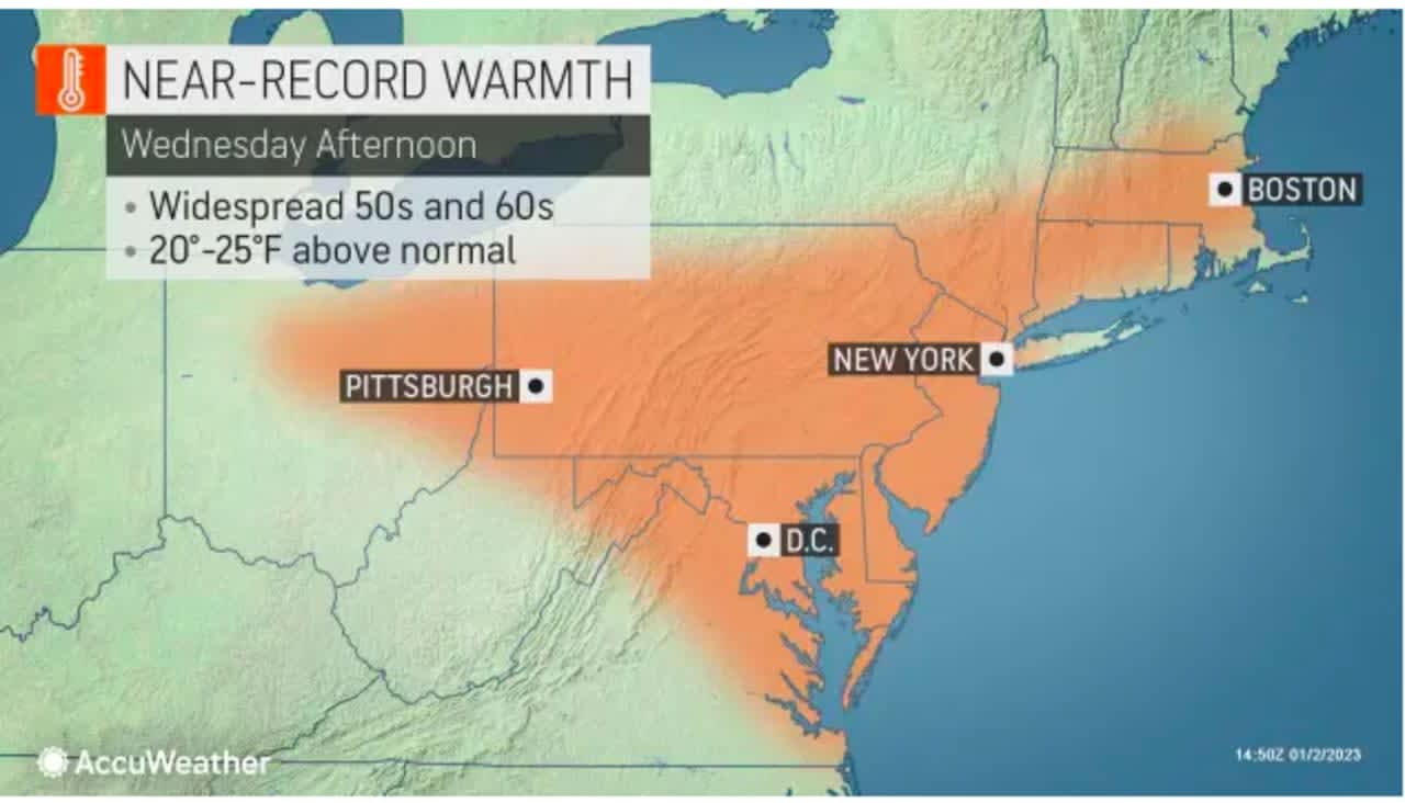 There will be near-record warmth on Wednesday, Jan. 4.