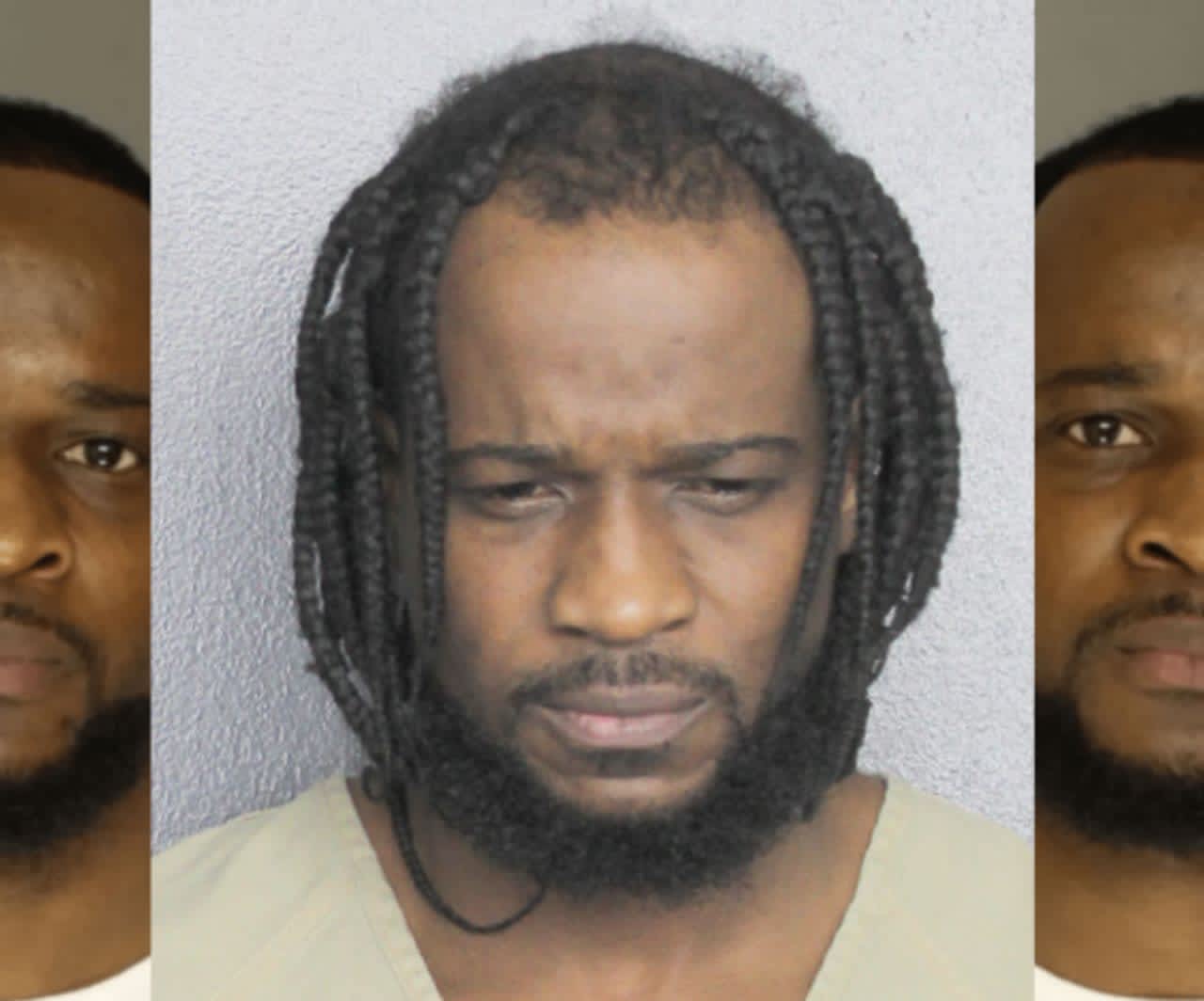 Michael Anthony Baltimore on his wanted poster (left/right) and when he was arrested in Flordia (center).