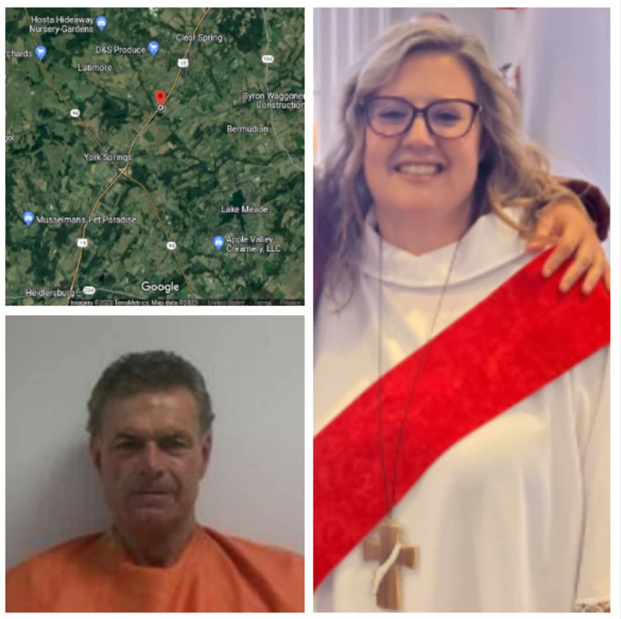 The map where the crash happened on Route 15 (upper left); the man who led police on a deadly chase, Ed Louis Willingham Jr. (bottom); and Decon Leanne Elliott (right).