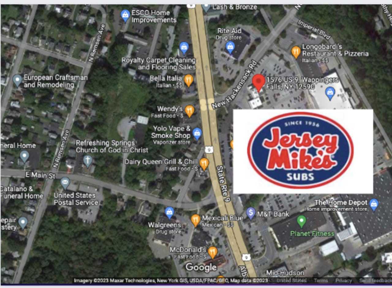 The new Jersey Mike's will be at  1576 Route 9 in Wappinger Falls (marked in red).