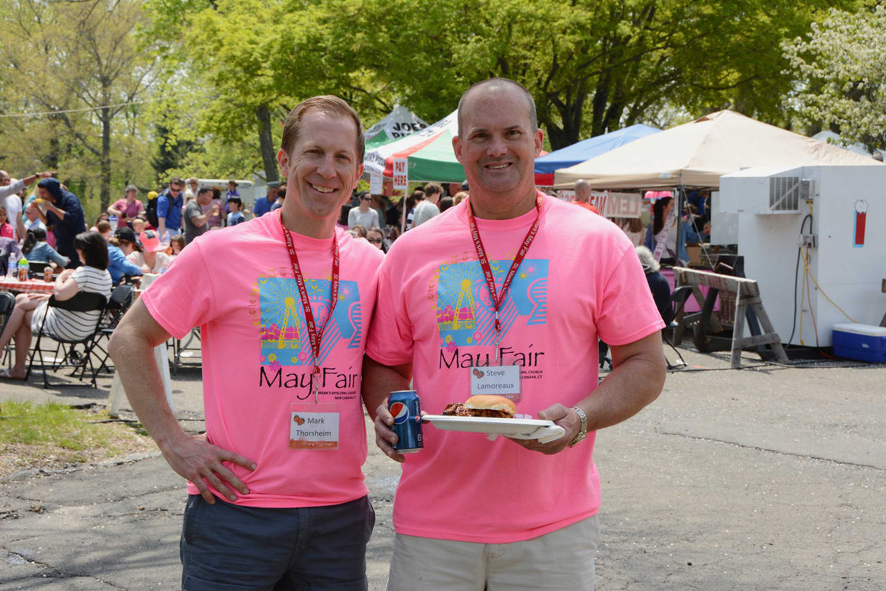 Co-chairs of May Fair, Mark Thorsheim and Steve Lamoreaux. St. Mark’s Episcopal Church in New Canaan will hold the 67th Annual May Fair.